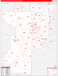 Fort Smith Metro Area Wall Map Red Line Style 2024